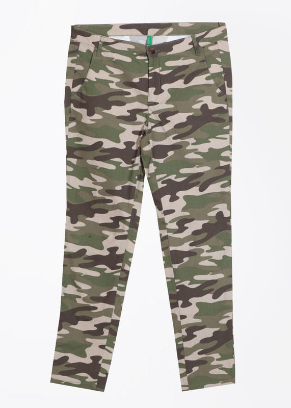 United Colors of Benetton. Slim Fit Women Beige, Green, Brown Trousers