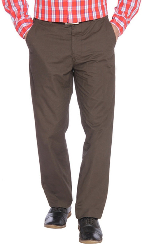 Parx Slim Fit Men Brown Trousers