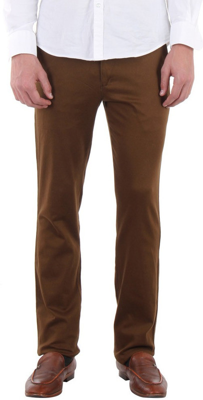 Routeen Slim Fit Men Gold Trousers