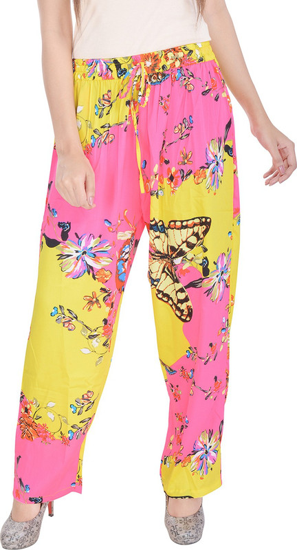 Soundarya Slim Fit Women Yellow, Pink Trousers