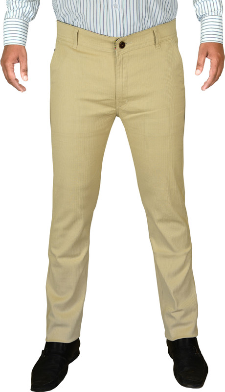 Cay Slim Fit Men Cream Trousers