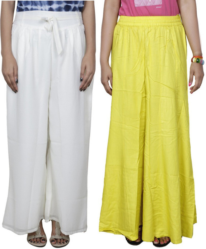 Tullis Regular Fit Women White, Yellow Trousers