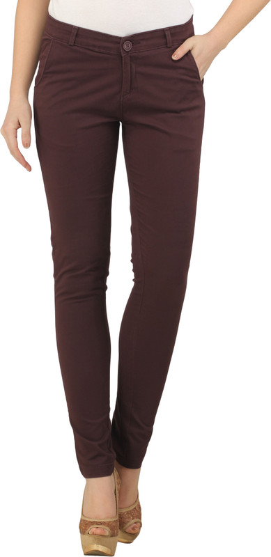 X'Pose 9972 Slim Fit Women Brown Trousers