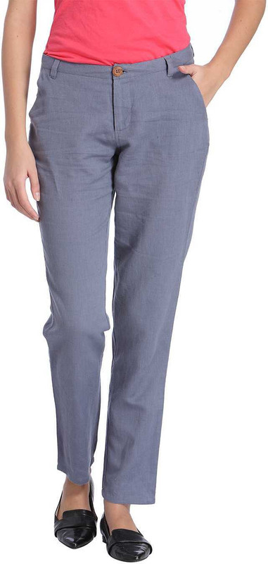 Only Slim Fit Women Grey Trousers