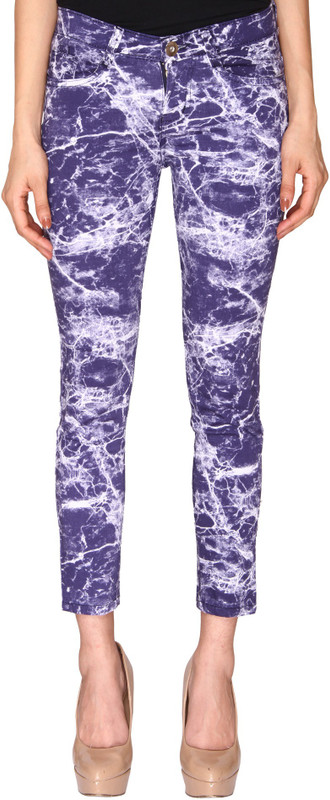 Azores Tie & Die Blue Slim Fit Women Blue Trousers