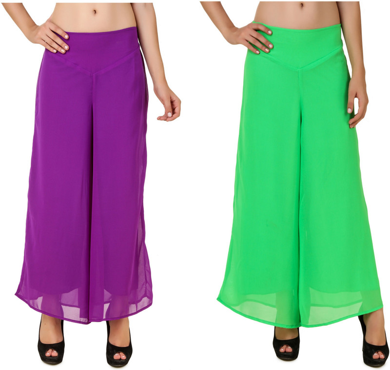Chik Fab Regular Fit Women Purple, Green Trousers