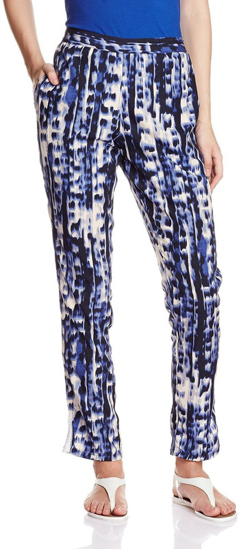 Atayant Regular Fit Women Blue, White Trousers