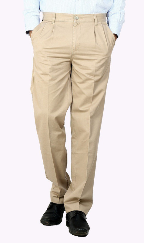 Dad Regular Fit Men Beige Trousers