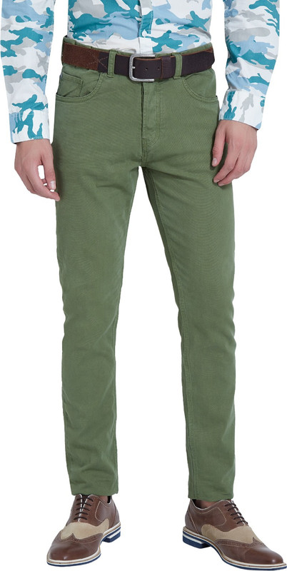 Breakbounce Skinny Fit Men Green Trousers