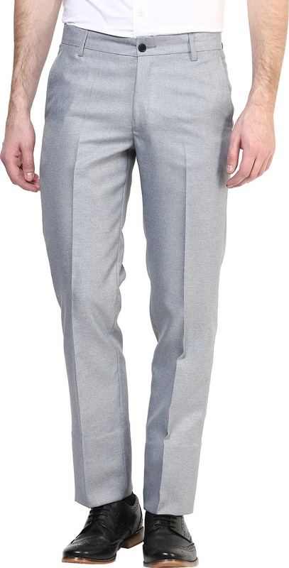 Bukkl Slim Fit Men Grey Trousers