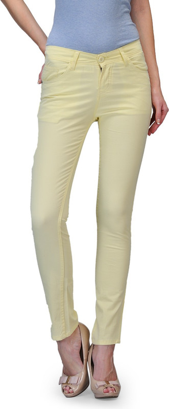 Fashion Cult Beneton Liza Slim Fit Women Yellow Trousers