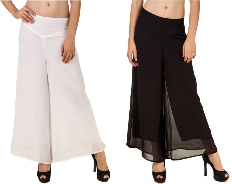 Chik Fab Flared Women White, Black Trousers