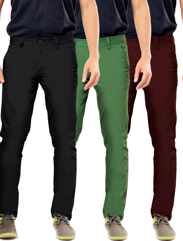 Uber Urban Slim Fit Men Black, Green, Maroon Trousers