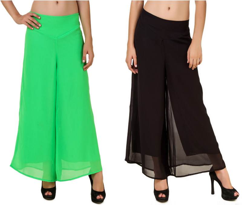Chik Fab Regular Fit Women Green, Black Trousers