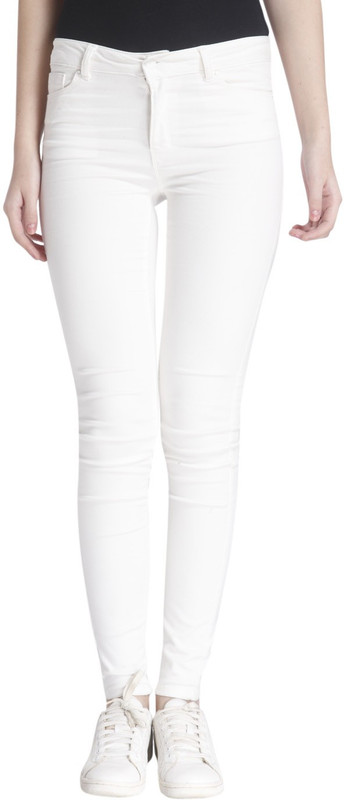 Vero Moda Skinny Fit Women White Trousers
