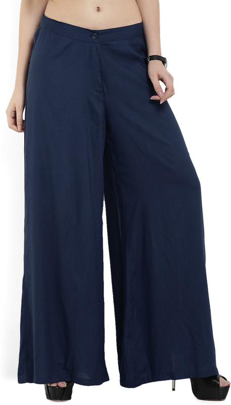 Biba Regular Fit Women Dark Blue Trousers