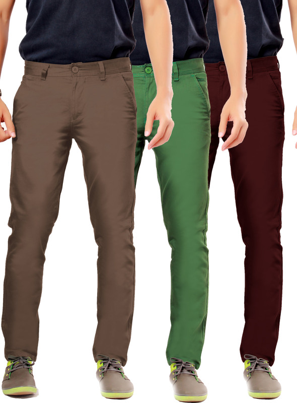 Uber Urban Rocky Slim Fit Men Brown, Green, Maroon Trousers Uber Urban Rocky Slim Fit Men Brown, Green, Maroon Trousers