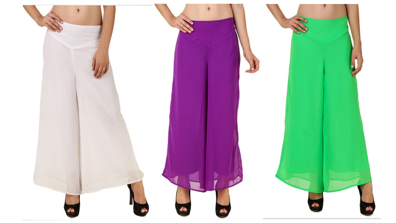 Chik Fab Regular Fit Women White, Purple, Green Trousers