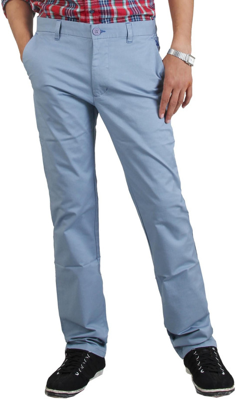 Thinc Lycra Twill Slim Fit Men Light Blue Trousers