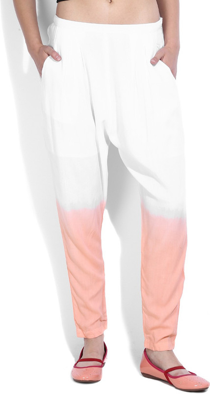 People Slim Fit Women Multicolor Trousers