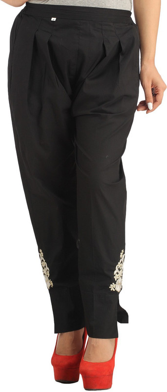 Ali Colours Slim Fit Women Black Trousers