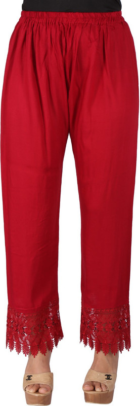 Ayesha Creations Regular Fit Women Red Trousers