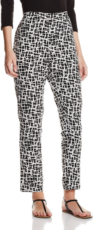 Atayant Regular Fit Women Black, White Trousers