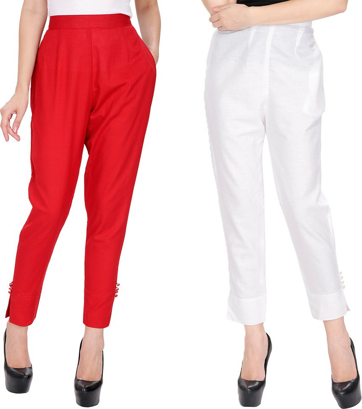 Ali Colours Regular Fit Women Red, White Trousers