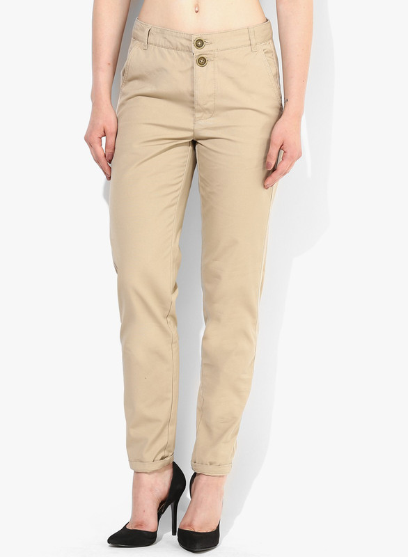 Vero Moda Regular Fit Women Beige Trousers
