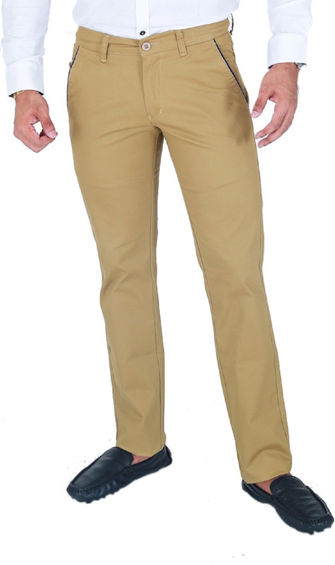 Awack Slim Fit Men Gold Trousers