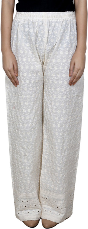 IndiWeaves Regular Fit Women Cream Trousers
