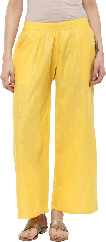 Libas Regular Fit Women Yellow Trousers