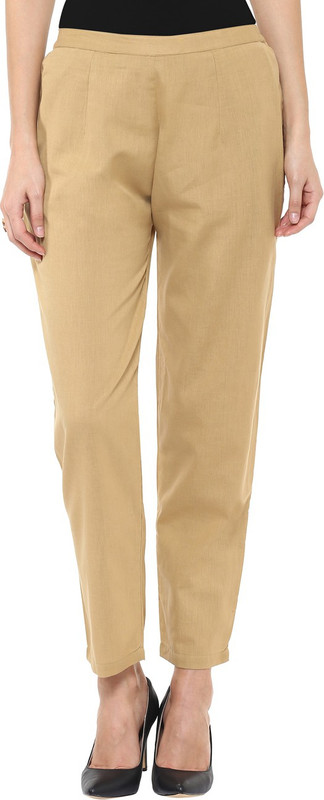 Libas Regular Fit Women Beige Trousers