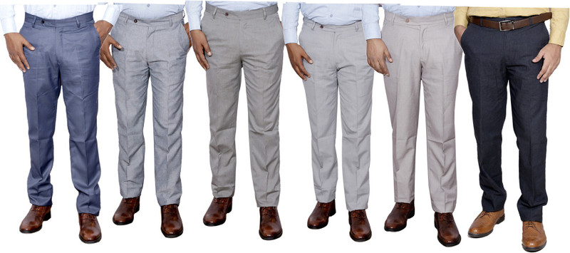 IndiWeaves Regular Fit Men Grey, Cream, Cream, Cream, Cream, Grey Trousers