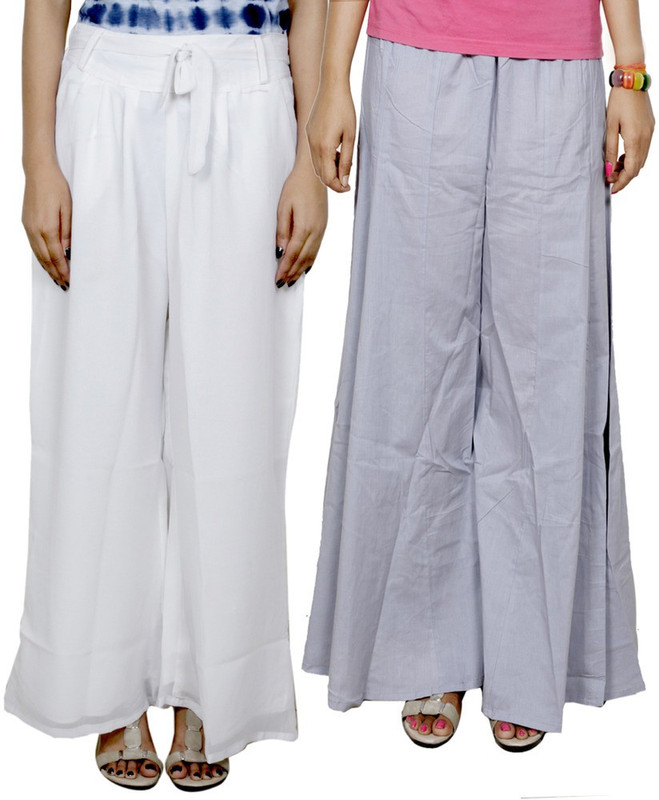 Tullis Regular Fit Women White, Grey Trousers