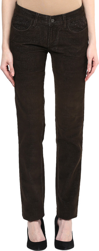 Xpose Regular Fit Women Brown Trousers