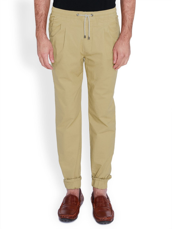 Parx Regular Fit Men Beige Trousers