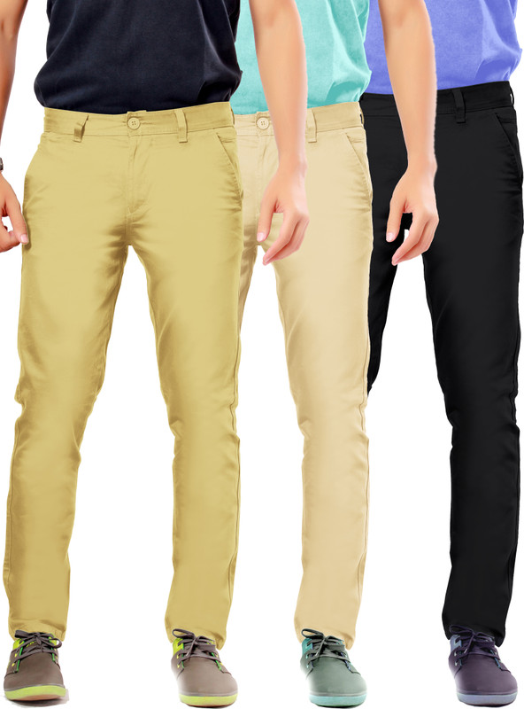 Uber Urban Rocky Slim Fit Men Beige, Beige, Black Trousers Uber Urban Rocky Slim Fit Men Beige, Beige, Black Trousers