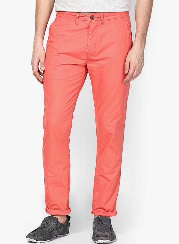 Jack & Jones Slim Fit Men Orange Trousers