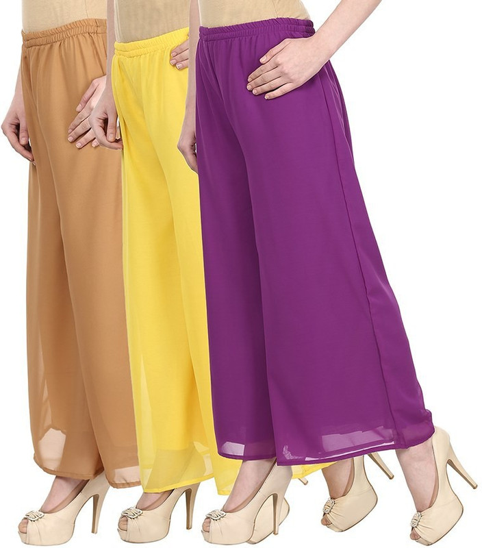 Christy World Regular Fit Women Beige, Yellow, Purple Trousers