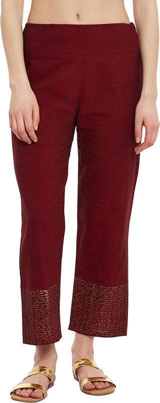 9rasa Slim Fit Women Maroon Trousers