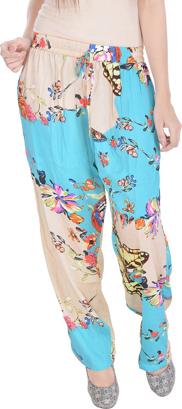 Soundarya Slim Fit Women Beige, Blue Trousers