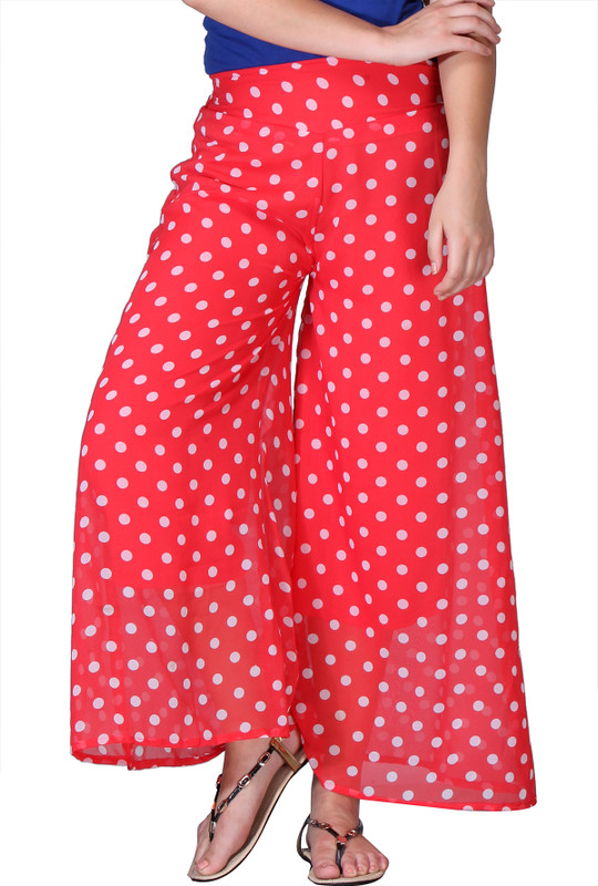 Einan Flared Women Red, White Trousers