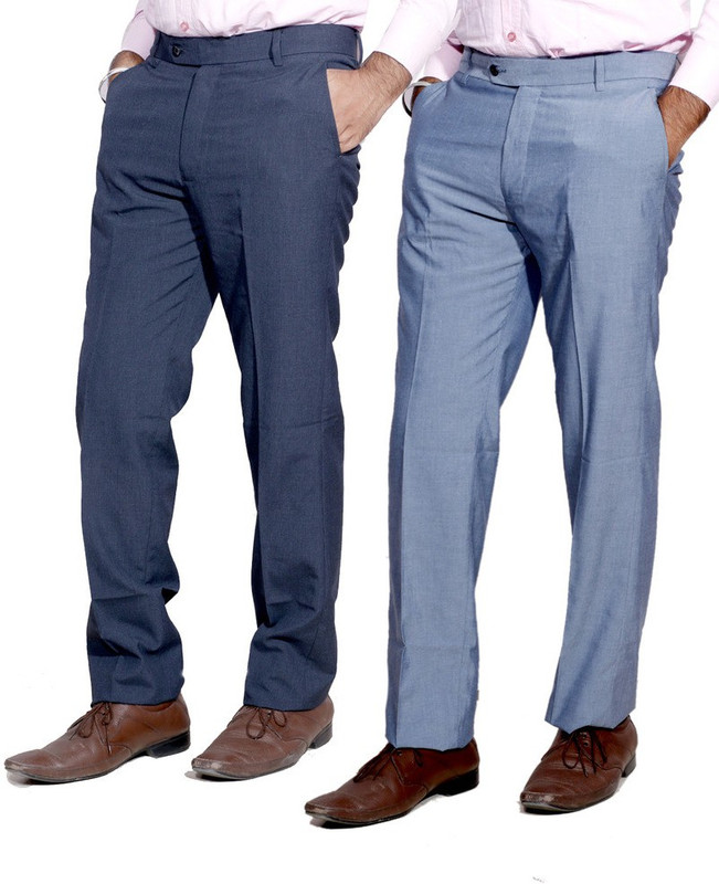IndiWeaves Regular Fit Men Blue, Blue Trousers