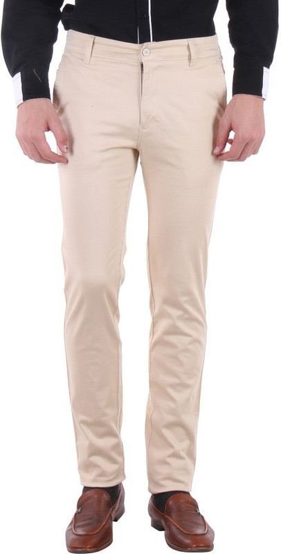 Routeen Slim Fit Men Beige Trousers