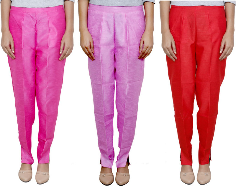 IndiWeaves Regular Fit Women Pink, Pink, Red Trousers