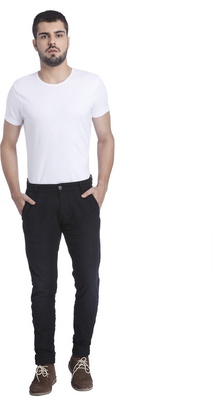 Jack & Jones Slim Fit Men Black Trousers
