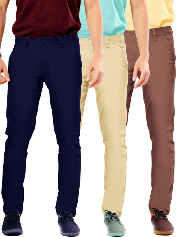 Uber Urban Rocky Slim Fit Men Blue, Beige, Brown Trousers Uber Urban Rocky Slim Fit Men Blue, Beige, Brown Trousers