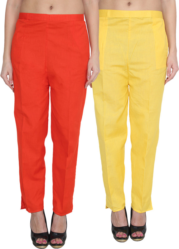 NumBrave Regular Fit Women Orange, Yellow Trousers