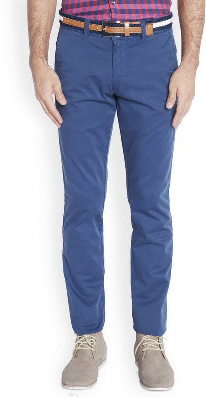 Parx Slim Fit Men Dark Blue Trousers